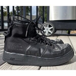 Nike SF Air Force 1 Mid Triple Black Utility High Top Sneakers Mens Size 8.5